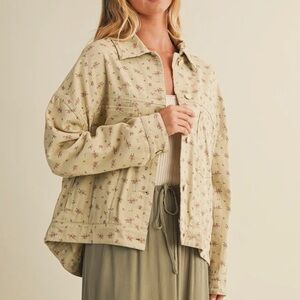 Floral Back Pleated Jacket NWT